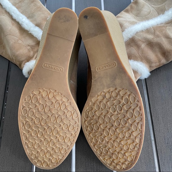 Y2K STYLE SUEDE COACH LOGO BOOTS WITH FAUX FUR!! - Picture 10 of 13